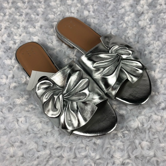 silver slide sandals